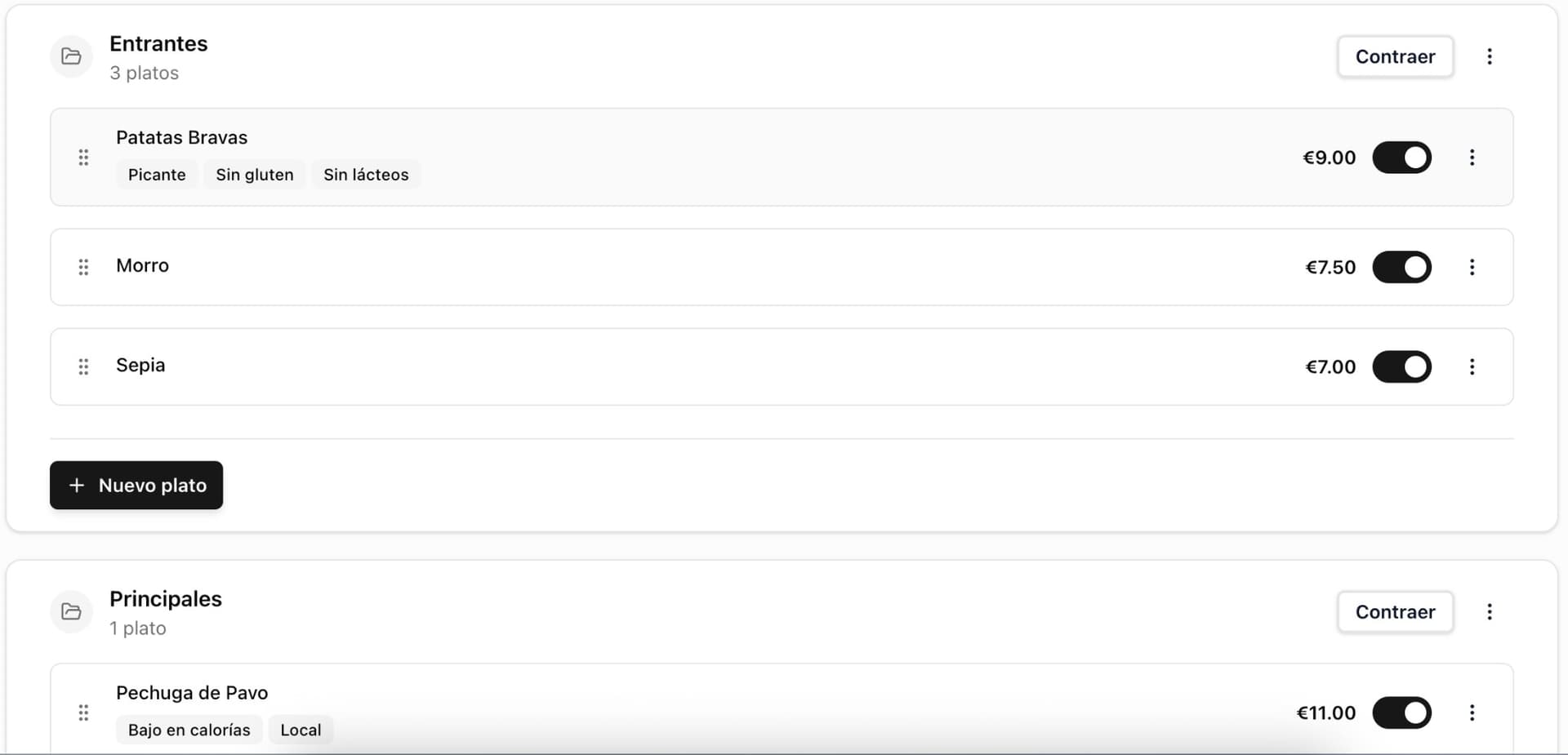 Panel de administración de qrcarta.menu